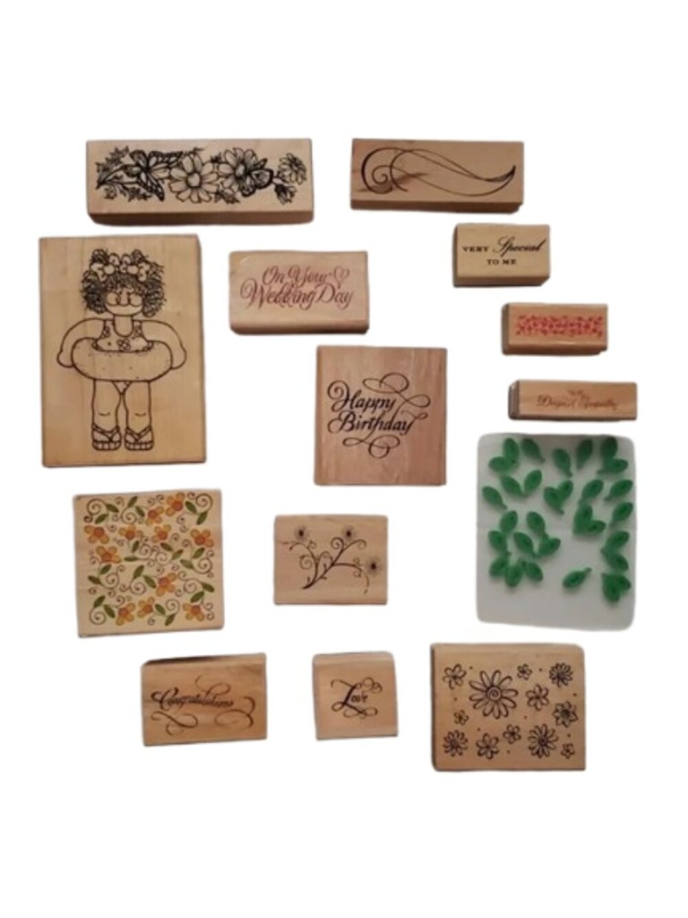 Mixed Crafting Rubber Stamp Lot 14pc Wedding Birthday Sympathy Floral Cute Girl